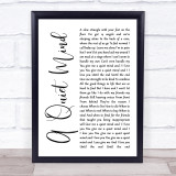 Blue October A Quiet Mind White Script Song Lyric Print