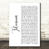David Guetta Ft Sia Titanium White Script Song Lyric Print