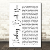 Dua Lipa Thinking 'Bout You White Script Song Lyric Print