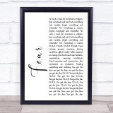 Ian Brown F.E.A.R White Script Song Lyric Print