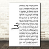 James Bay Us White Script Song Lyric Print