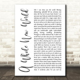 Peabo Bryson & Regina Belle A Whole New World White Script Song Lyric Print