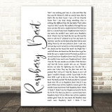 Prince Raspberry Beret White Script Song Lyric Print