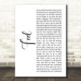 Robbie Williams Feel White Script Song Lyric Print