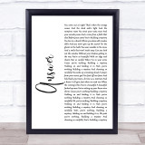 Sarah McLachlan ANSWER White Script Song Lyric Print