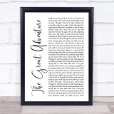 Steven Curtis Chapman The Great Adventure White Script Song Lyric Print