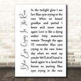 Willie Nelson Blue Eyes Crying In The Rain White Script Song Lyric Print