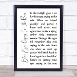 Willie Nelson Blue Eyes Crying In The Rain White Script Song Lyric Print