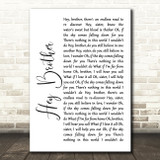 Avicii Hey Brother White Script Song Lyric Quote Music Print