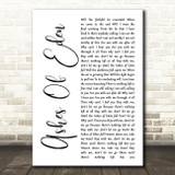 Breaking Benjamin Ashes Of Eden White Script Song Lyric Quote Music Print