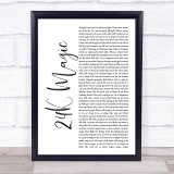 Bruno Mars 24K Magic White Script Song Lyric Quote Music Print