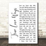 Buddy Holly True Love Ways White Script Song Lyric Quote Music Print