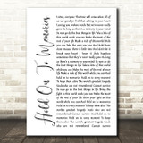 Disturbed Hold On To Memories White Script Song Lyric Quote Music Print