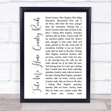 John Denver Take Me Home, Country Roads White Script Song Lyric Quote Music Print