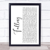 Joshua Radin Falling White Script Song Lyric Quote Music Print