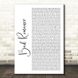 Lady Gaga Bad Romance White Script Song Lyric Quote Music Print