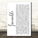 Muse Invincible White Script Song Lyric Quote Music Print