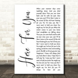 Neil Young Here For You White Script Song Lyric Quote Music Print