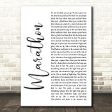Rush Marathon White Script Song Lyric Quote Music Print