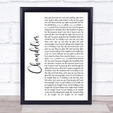 Sia Chandelier White Script Song Lyric Quote Music Print
