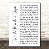 The Corries The Wild Mountain Thyme White Script Song Lyric Quote Music Print