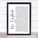 The Killers Mr Brightside White Script Song Lyric Quote Music Print