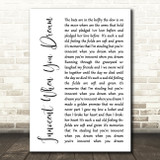 Tom Waits Innocent When You Dream White Script Song Lyric Quote Music Print