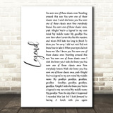 Twenty One Pilots Legend White Script Song Lyric Quote Music Print