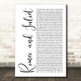 Dire Straits Romeo And Juliet White Script Song Lyric Quote Print