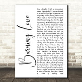 Elvis Presley Burning Love White Script Song Lyric Quote Print