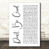 Elvis Presley Don't Be Cruel White Script Song Lyric Quote Print