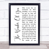 Elvis Presley The Wonder Of You White Script Song Lyric Quote Print