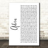 Miguel Adorn White Script Song Lyric Quote Print