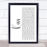 Prince Kiss White Script Song Lyric Quote Print