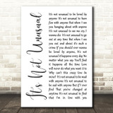 Tom Jones It's Not Unusual White Script Song Lyric Quote Print