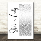 Tom Jones She's A Lady White Script Song Lyric Quote Print