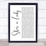 Tom Jones She's A Lady White Script Song Lyric Quote Print