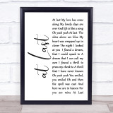 Etta James At Last White Script Song Lyric Quote Print