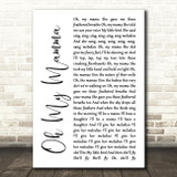Alela Diane Oh My Mamma White Script Song Lyric Quote Print