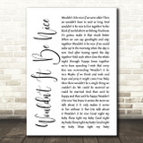 Beach Boys Wouldn't It Be Nice White Script Song Lyric Quote Print