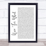 Drake Nice For What White Script Song Lyric Quote Print