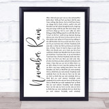 Guns N' Roses November Rain White Script Song Lyric Quote Print