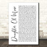 John McDermott Daughter Of Mine White Script Song Lyric Quote Print