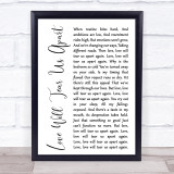 Joy Division Love Will Tear Us Apart White Script Song Lyric Quote Print