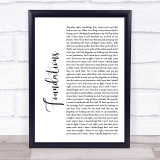 Kate Nash Foundations White Script Song Lyric Quote Print
