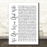 Michelle Featherstone We Are Man And Wife White Script Song Lyric Quote Print