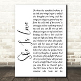 Oasis She Is Love White Script Song Lyric Quote Print