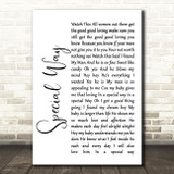 Sylvia Teller Special Way White Script Song Lyric Quote Print