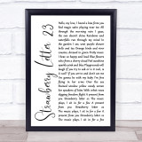 The Brothers Johnson Strawberry Letter 23 White Script Song Lyric Quote Print