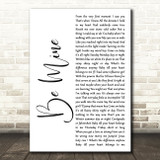 David Gray Be Mine White Script Song Lyric Quote Print